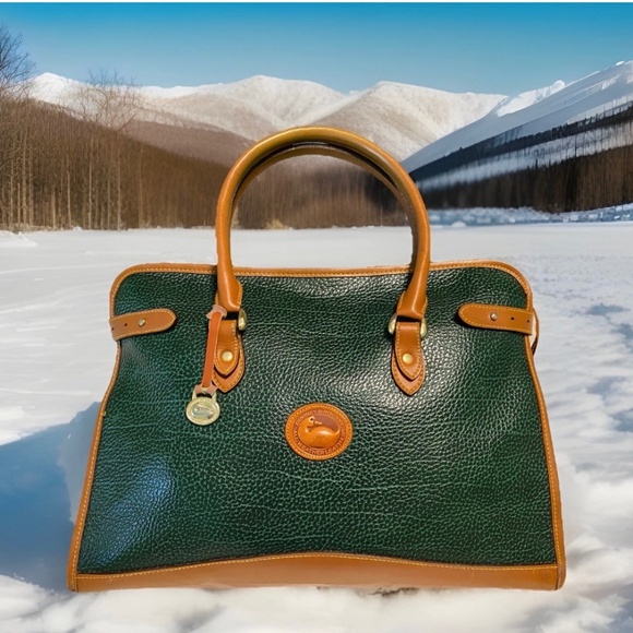 Dooney & Bourke Handbags - Rare Vintage Dooley & Bourke All Weather Leather Pebble Green Satchel Tote Bag